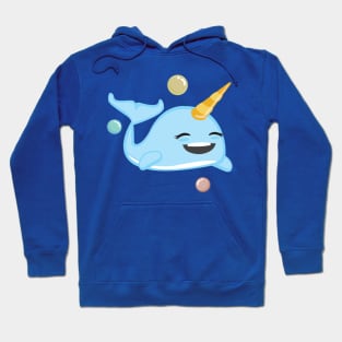 Cute Kawaii Narwhal Smiling Under the Sea Kids Design Hoodie